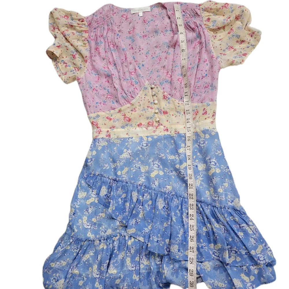 Loveshackfancy Bea Patchwork Floral Silk Mini Dress Floral Size 4 - Picture 12 of 12